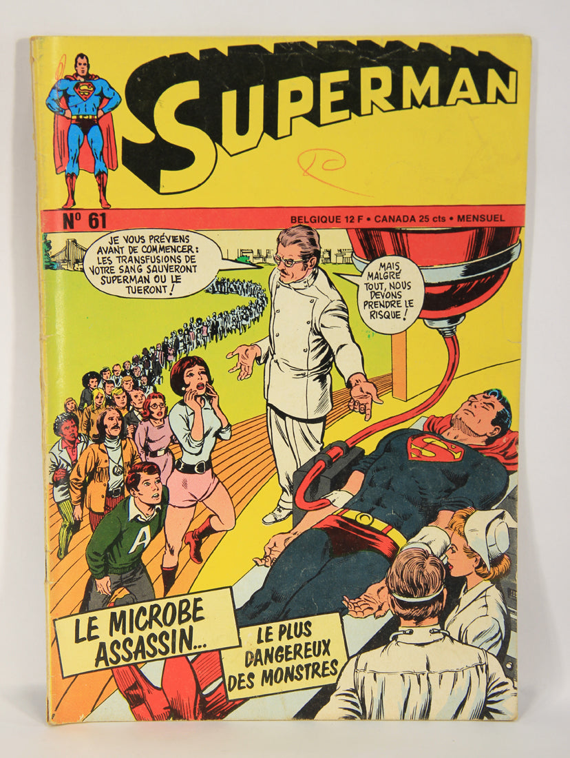 Superman No 61 Bronze Age 1972 Interpresse French Comic Book ACIDIC ODOR L019460