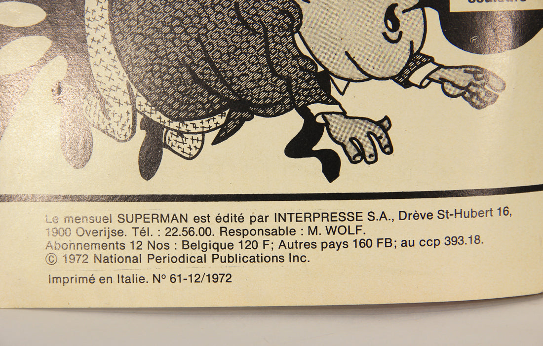 Superman No 61 Bronze Age 1972 Interpresse French Comic Book ACIDIC ODOR L019460