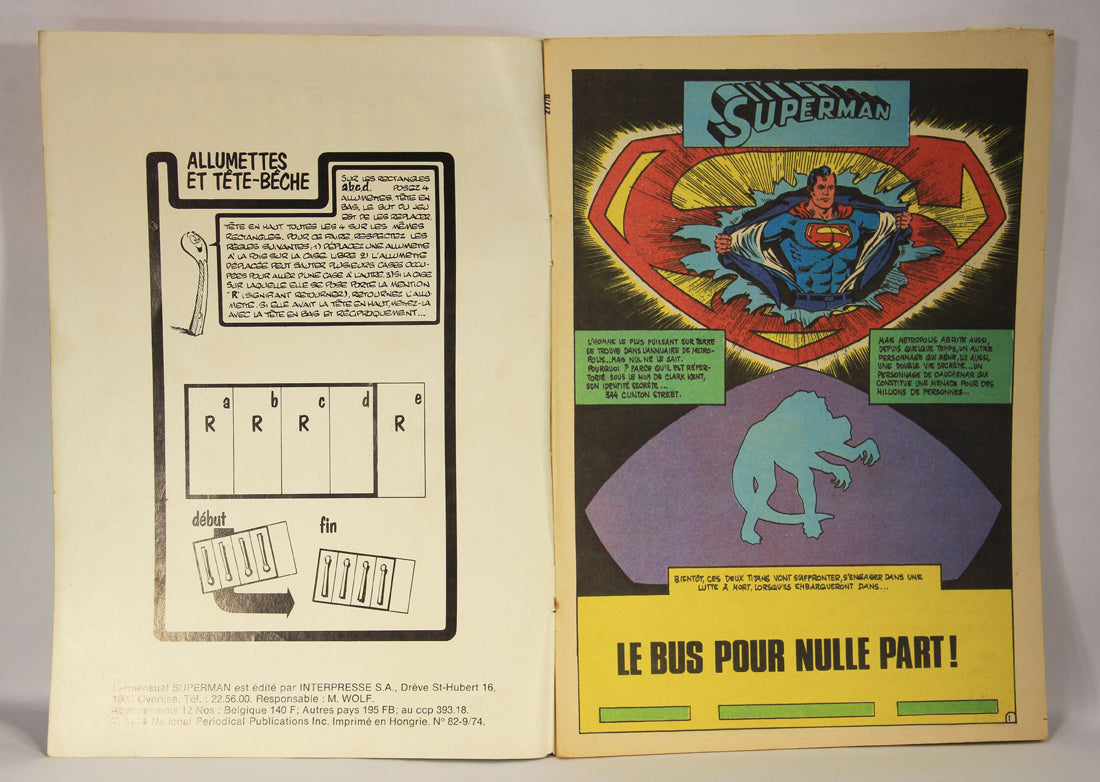 Superman No 82 Bronze Age 1972 Interpresse French Comic Book ACIDIC ODOR L019461