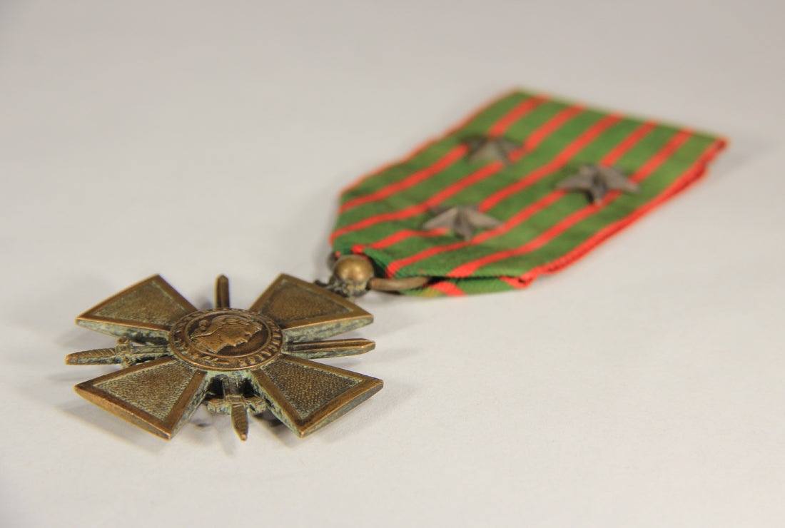 France 1915 WWI Croix De Guerre 1914-1918 - War Cross With 3 Stars - Bronze L019466
