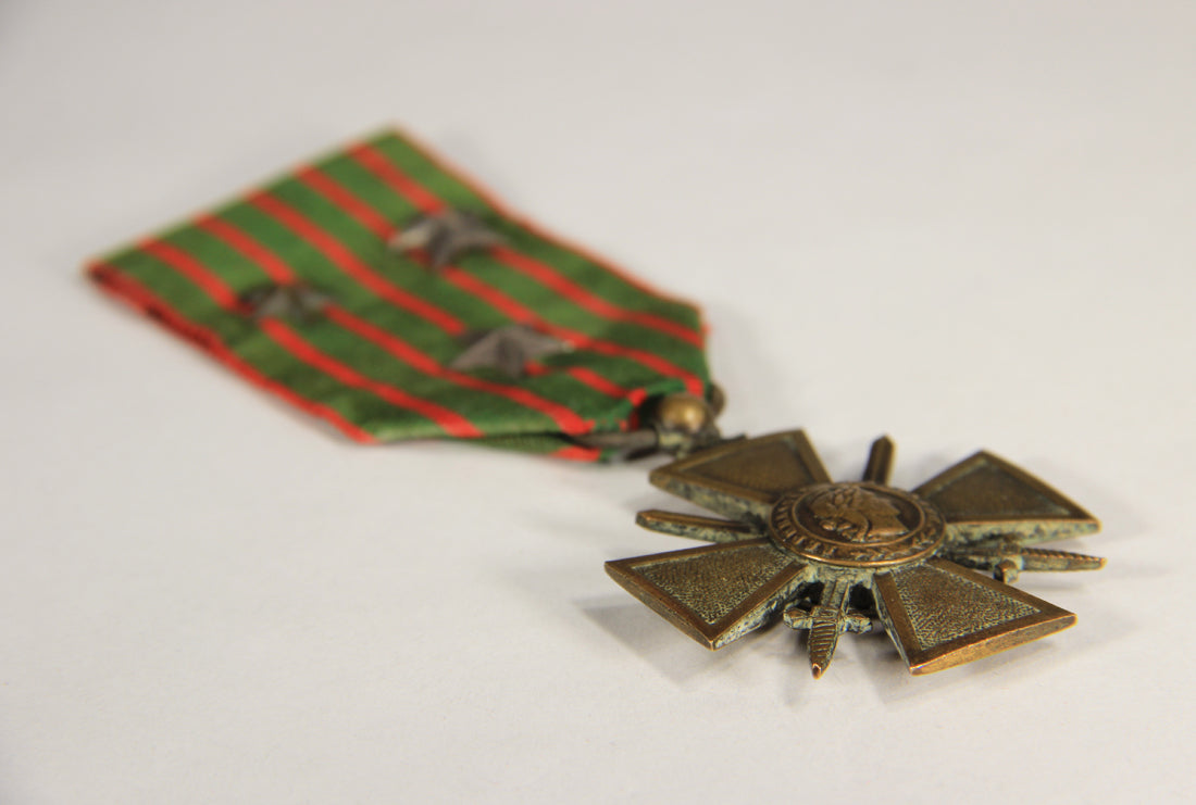 France 1915 WWI Croix De Guerre 1914-1918 - War Cross With 3 Stars - Bronze L019466