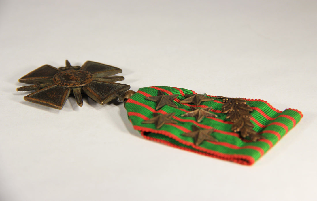 France 1915 WWI Croix De Guerre 1914-1918 - War Cross With Palm & 5 Stars - Bronze L019467