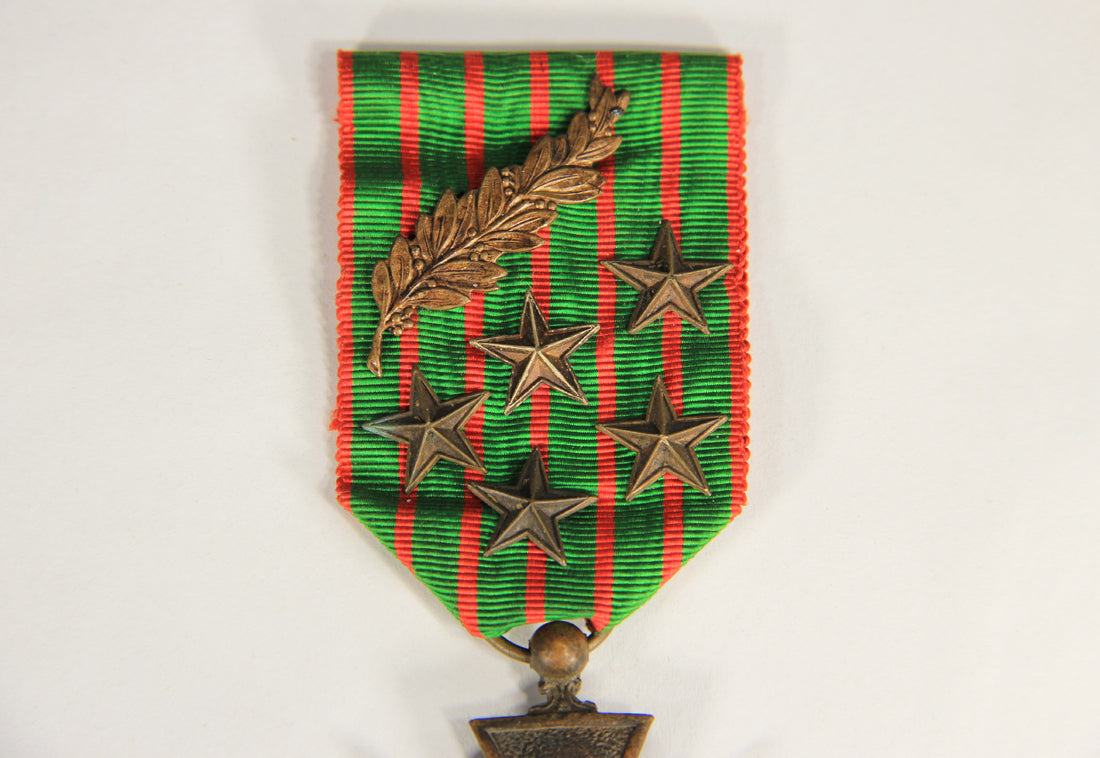 France 1915 WWI Croix De Guerre 1914-1918 - War Cross With Palm & 5 Stars - Bronze L019467