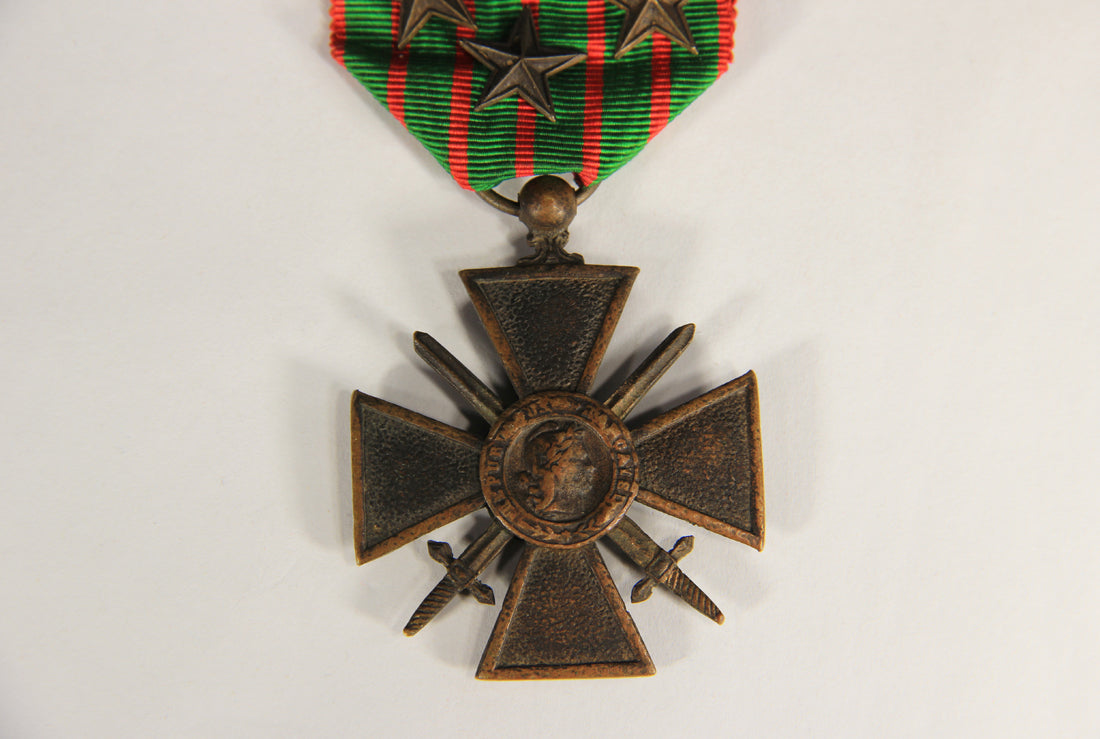 France 1915 WWI Croix De Guerre 1914-1918 - War Cross With Palm & 5 Stars - Bronze L019467