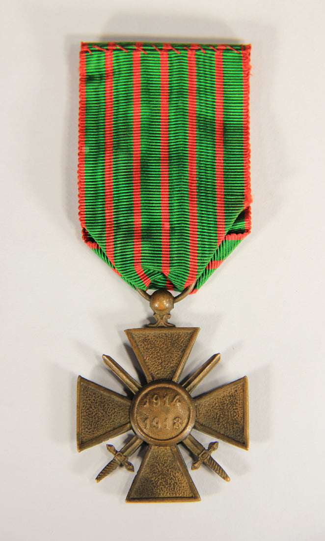 France 1915 WWI Croix De Guerre 1914-1918 - War Cross With Palm & 5 Stars - Bronze L019467