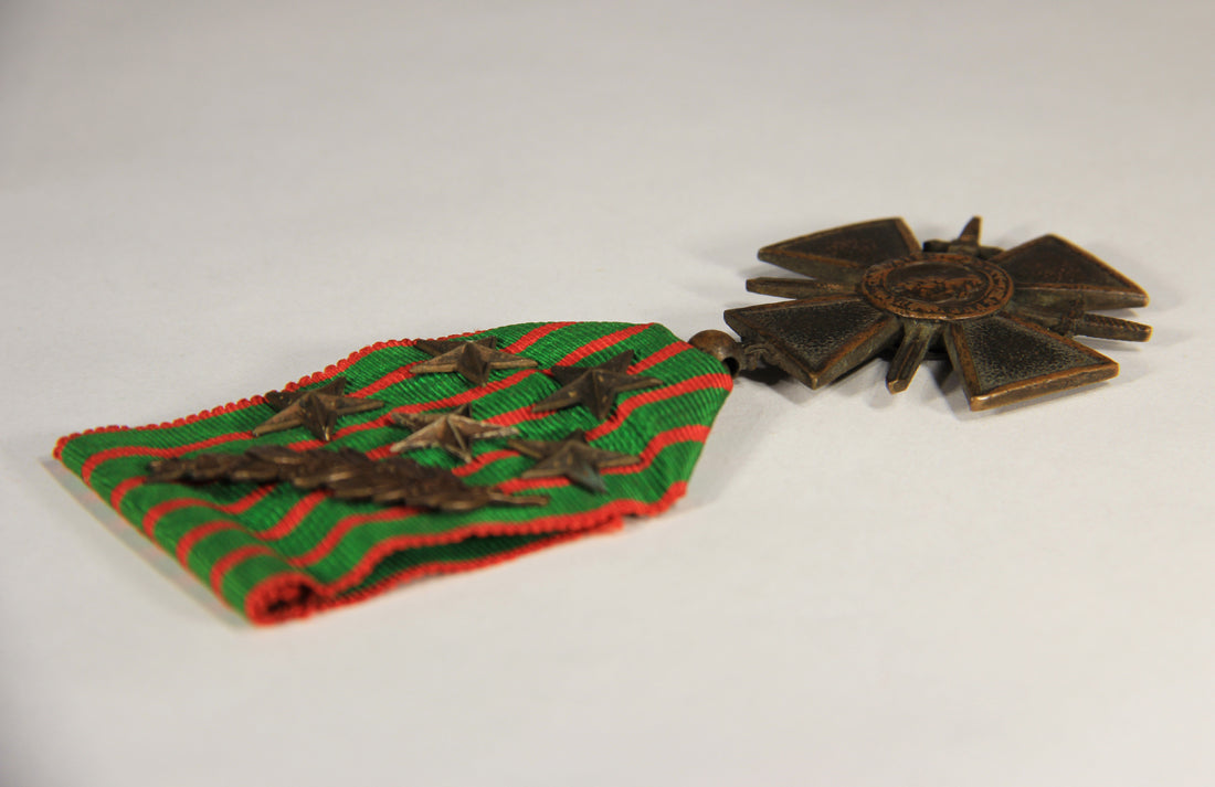 France 1915 WWI Croix De Guerre 1914-1918 - War Cross With Palm & 5 Stars - Bronze L019467