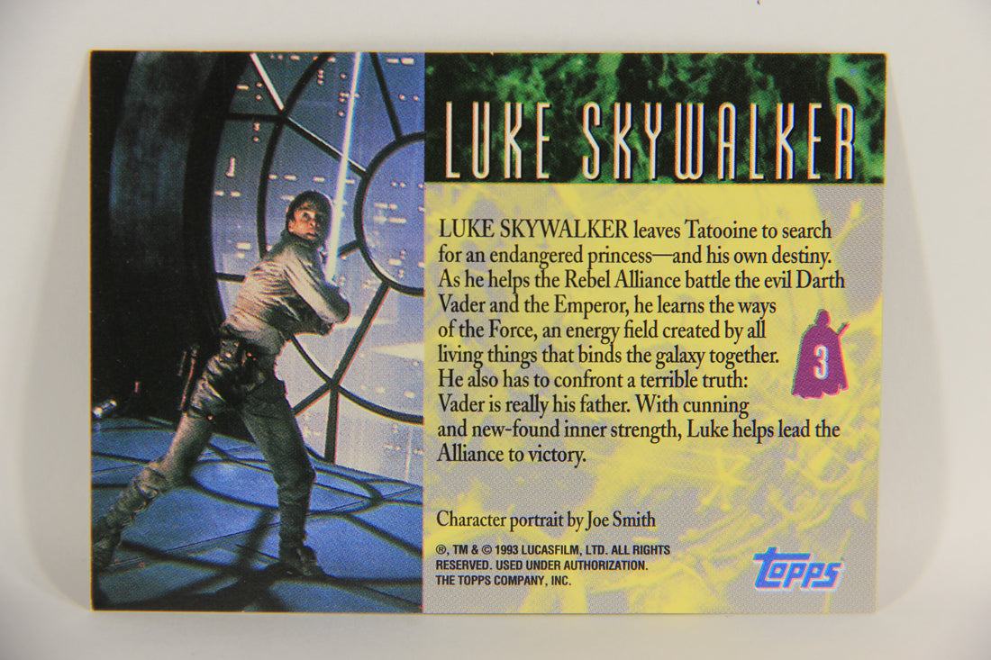 Star Wars Galaxy 1993 Topps Trading Card #3 Luke Skywalker Artwork ENG L019523