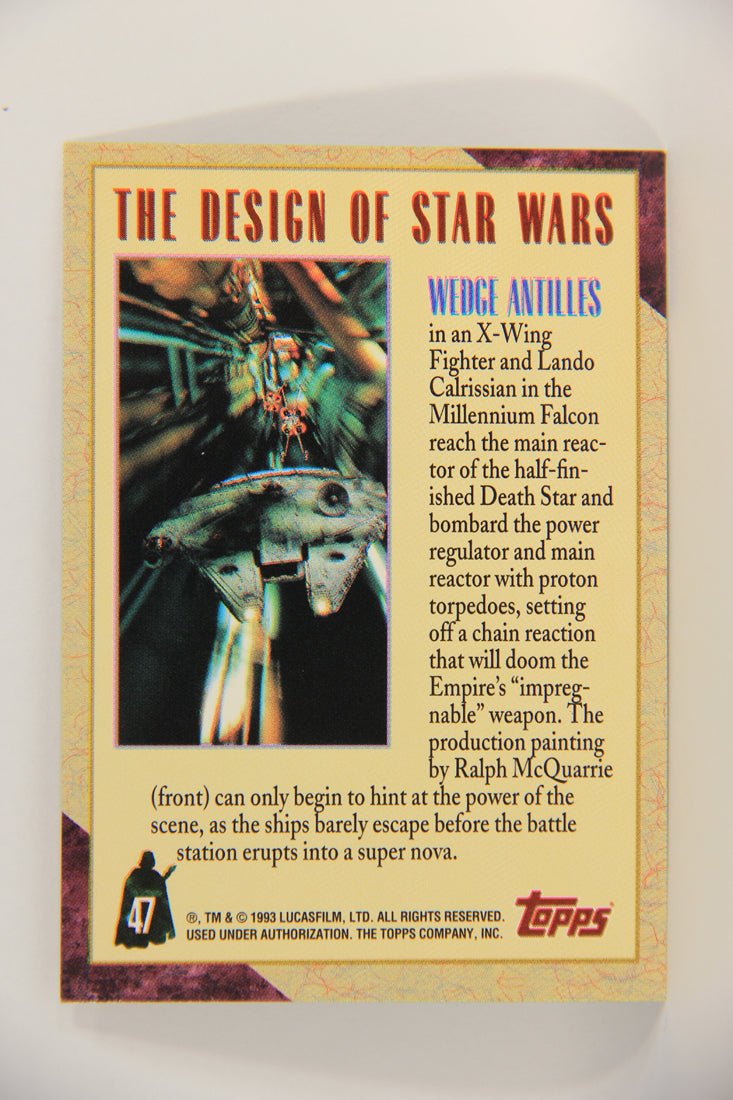 Star Wars Galaxy 1993 Topps Card #47 Millennium Falcon In Action Artwork ENG L019541