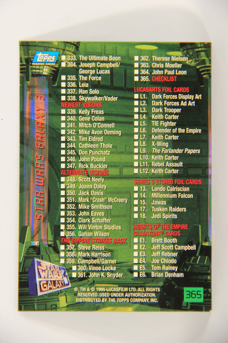 Star Wars Galaxy 1995 Topps Trading Card #365 Checklist Series 3 ENG L019727