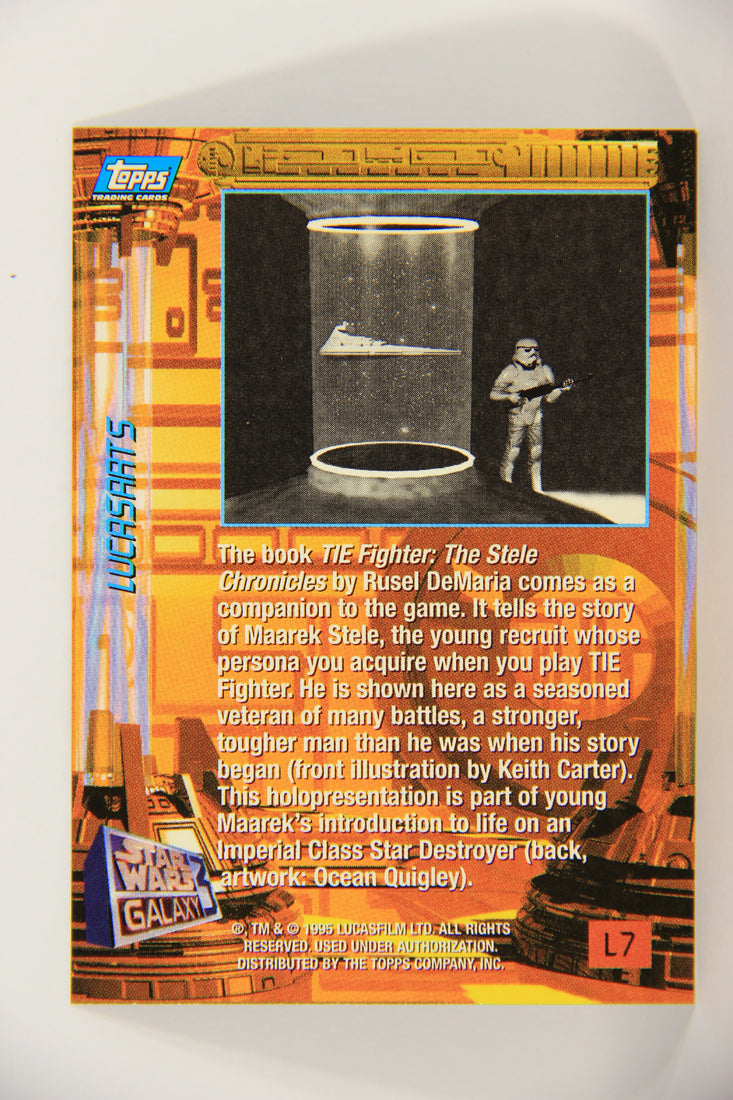 Star Wars Galaxy 1995 Topps Card #L7 The Stele Chronicles - LucasArts Foil Artwork L019734