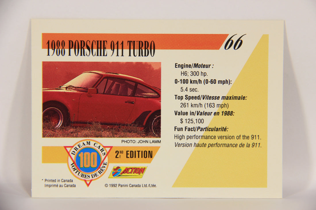 Dream Cars 2nd Edition 1992 Trading Card #66 - 1988 Porsche 911 Turbo FR-ENG L019777