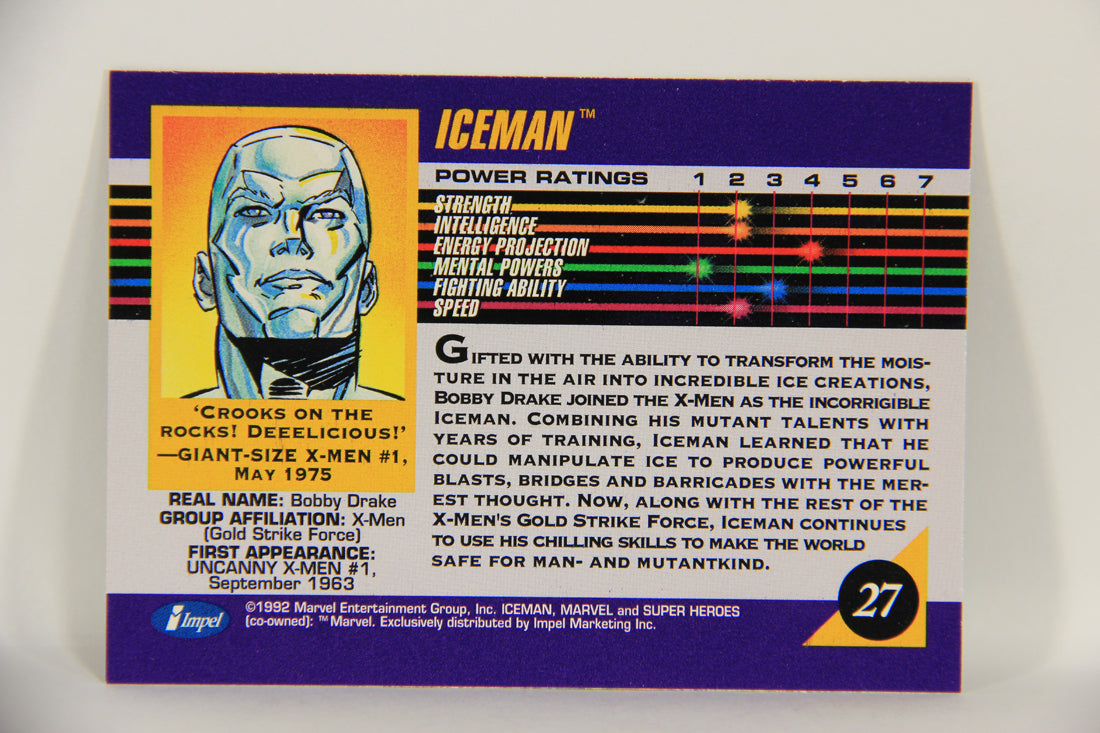 1992 Marvel Universe Series 3 Trading Card #27 Iceman ENG L019788