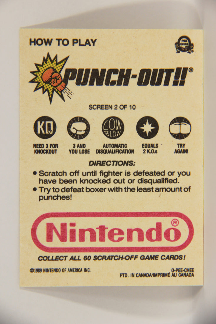 Nintendo Punch-Out 1989 Scratch-Off Card Screen #2 Of 10 ENG L019801