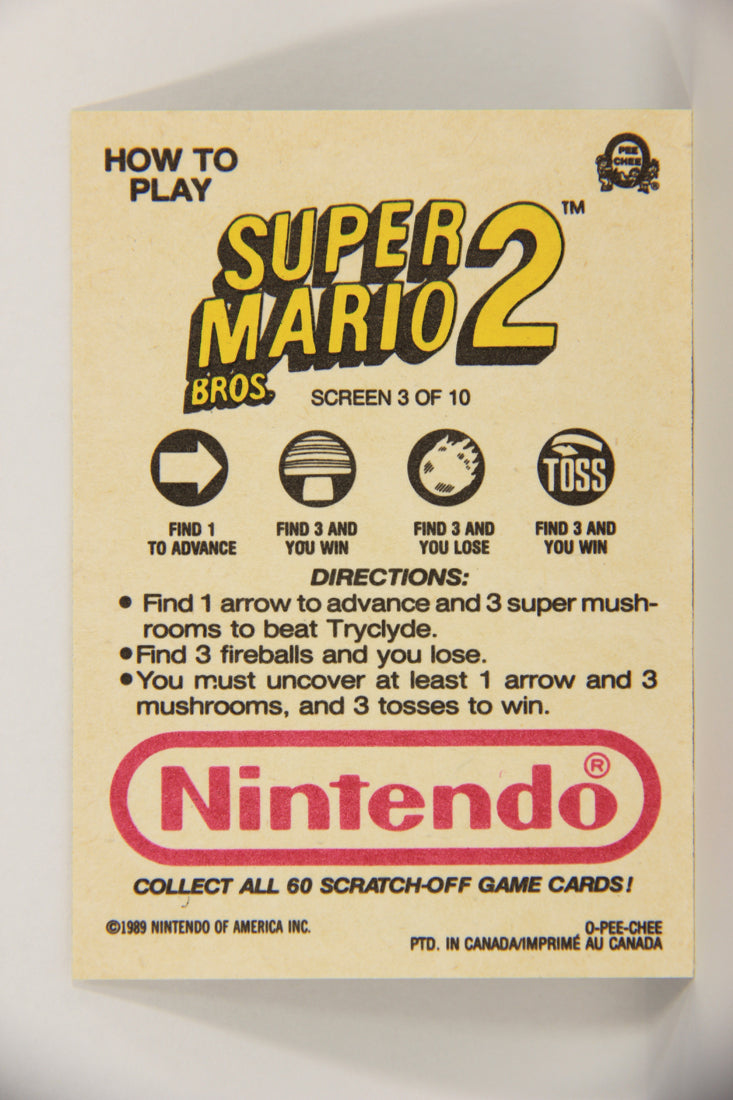 Super Mario Bros 2 Nintendo 1989 Scratch-Off Card Screen #3 Of 10 ENG L019802