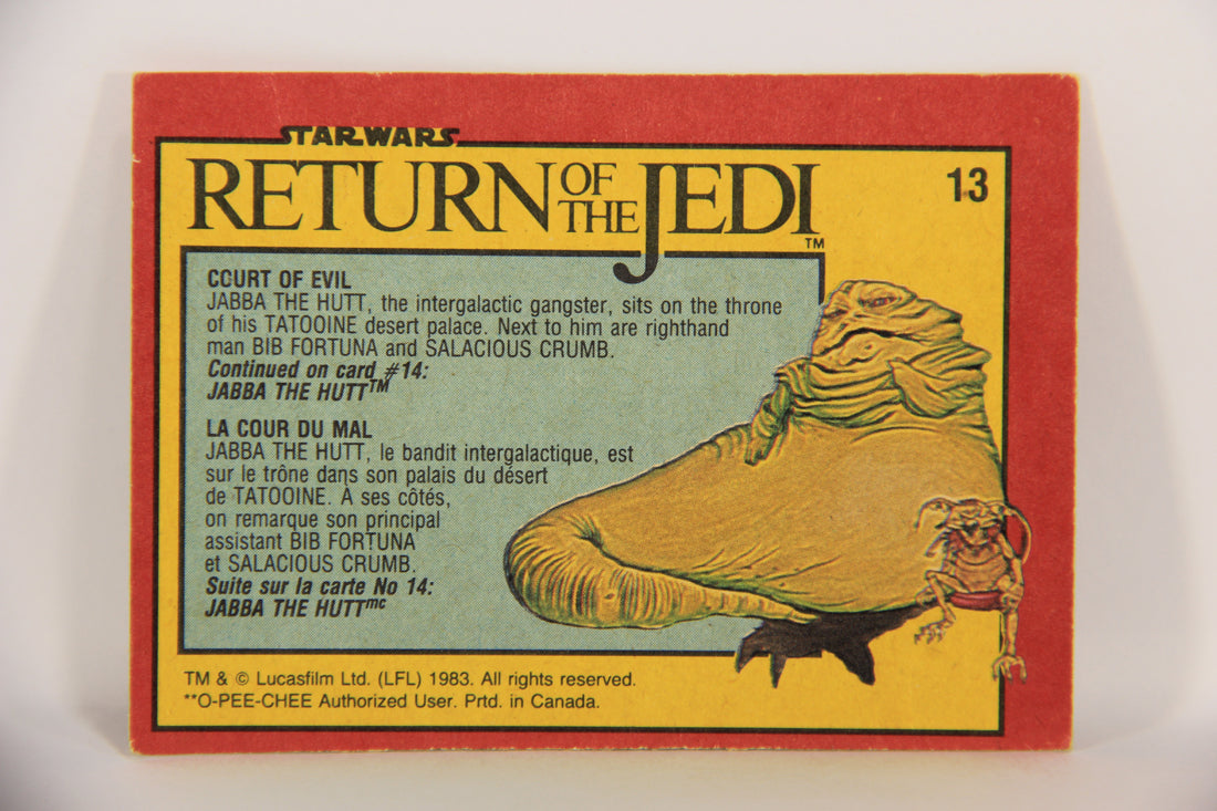 Star Wars ROTJ 1983 Trading Card #13 Court Of Evil FR-ENG Canada L019851