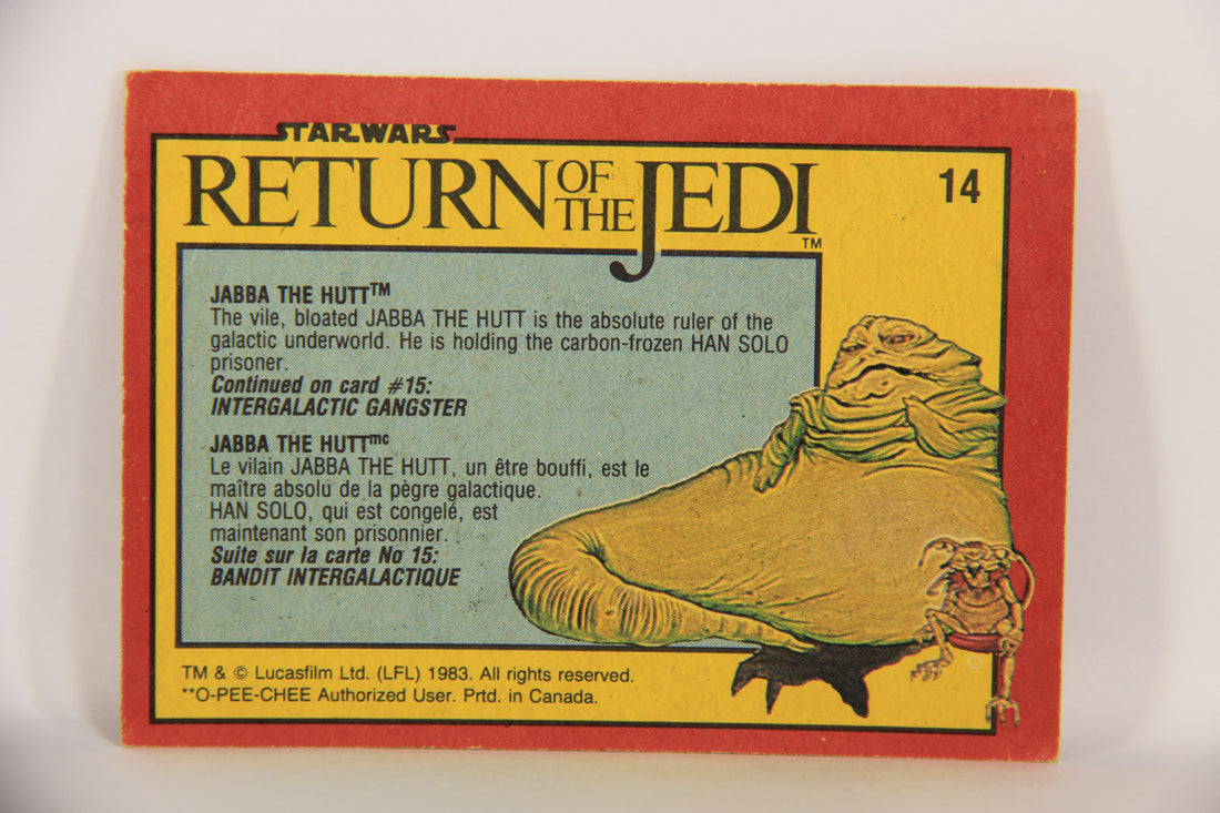 Star Wars ROTJ 1983 Trading Card #14 Jabba The Hutt FR-ENG Canada L019852
