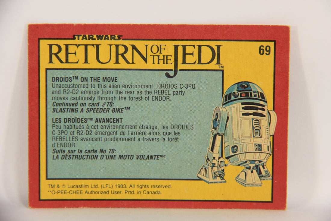 Star Wars ROTJ 1983 Trading Card #69 Droids On The Move FR-ENG Canada L019854