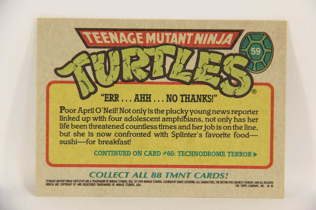 Teenage Mutant Ninja Turtles 1989 Trading Card #59 Err Ahh No Thanks ENG L019862