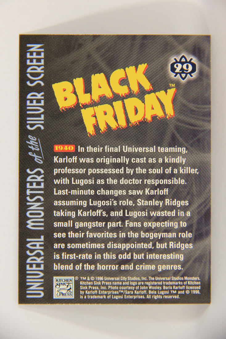 Universal Monsters Of The Silver Screen 1996 Trading Card #29 Black Friday 1940 L019871