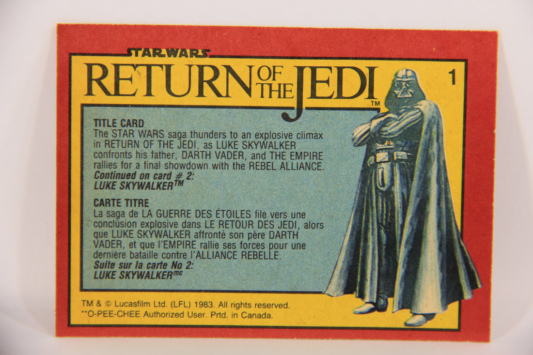 Star Wars Return Of The Jedi 1983 Trading Card #1 Title Card FR-ENG OPC L020087