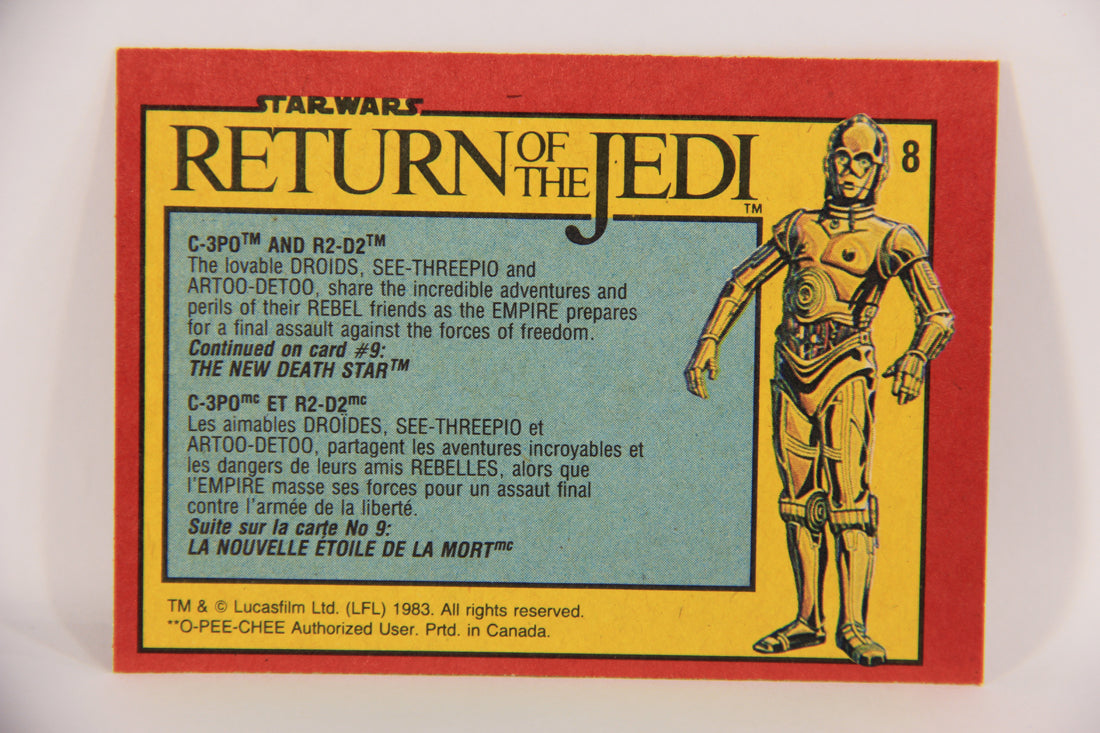 Star Wars Return Of The Jedi 1983 Card #8 C-3PO And R2-D2 FR-ENG OPC L020094