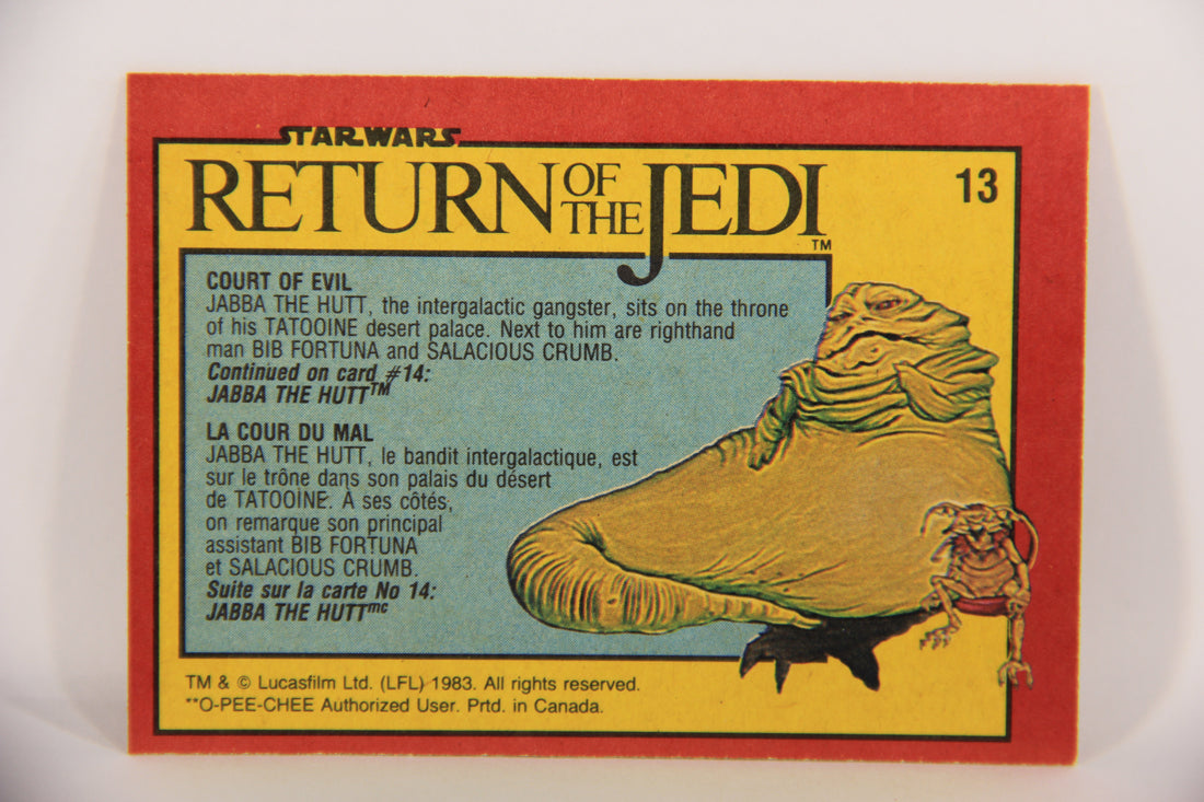 Star Wars Return Of The Jedi 1983 Trading Card #13 Court Of Evil FR-ENG OPC L020097