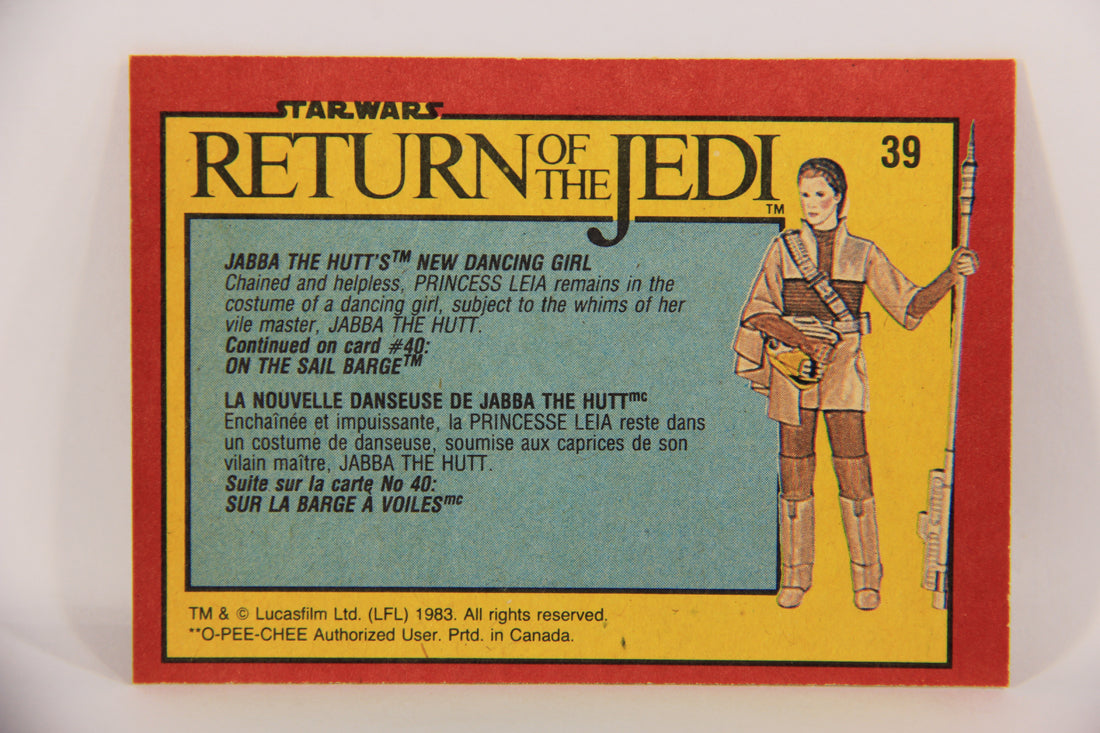 Star Wars ROTJ Card #39 Jabba The Hutts New Dancing Girl FR-ENG O-Pee-Chee L020111