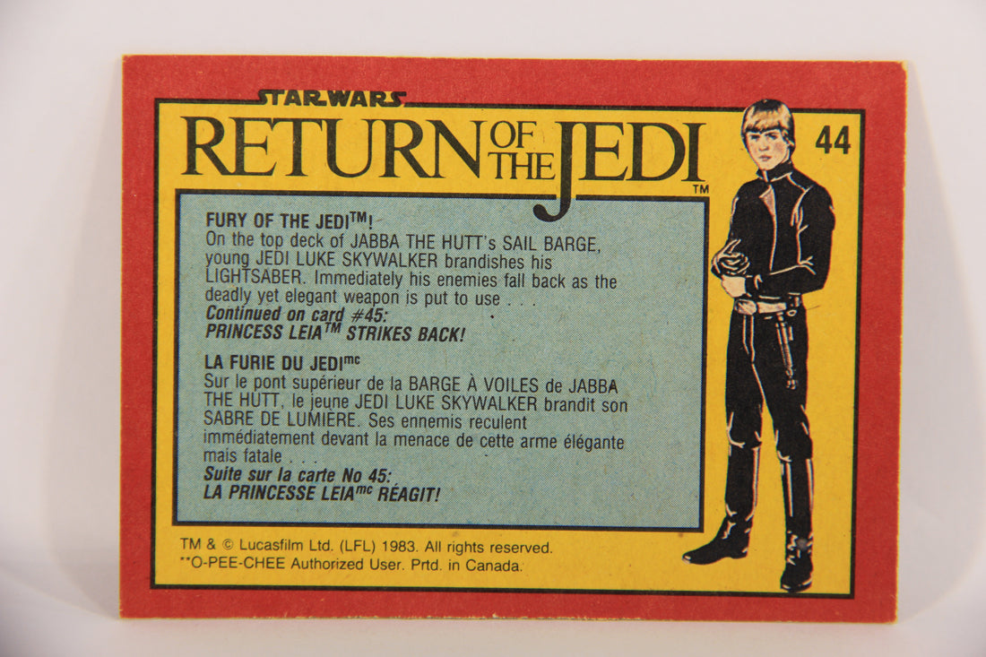 Star Wars Return Of The Jedi 1983 Card #44 Fury Of The Jedi FR-ENG OPC L020114