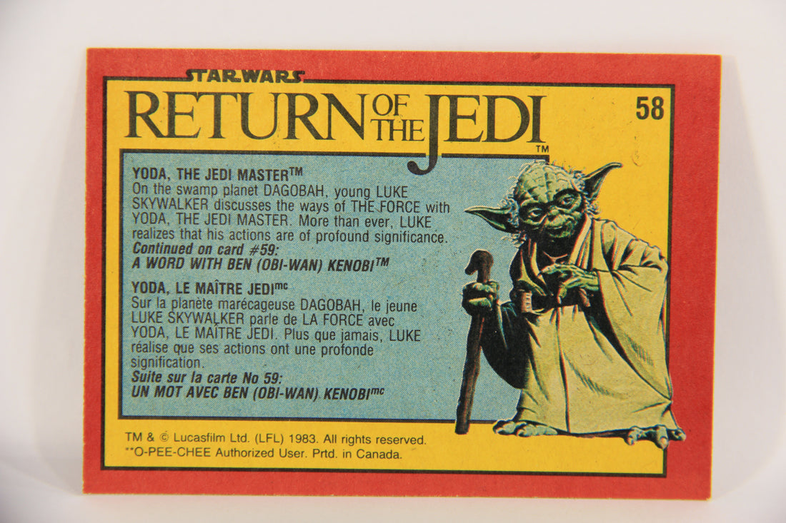 Star Wars Return Of The Jedi 1983 Card #58 Yoda The Jedi Master FR-ENG OPC L020123
