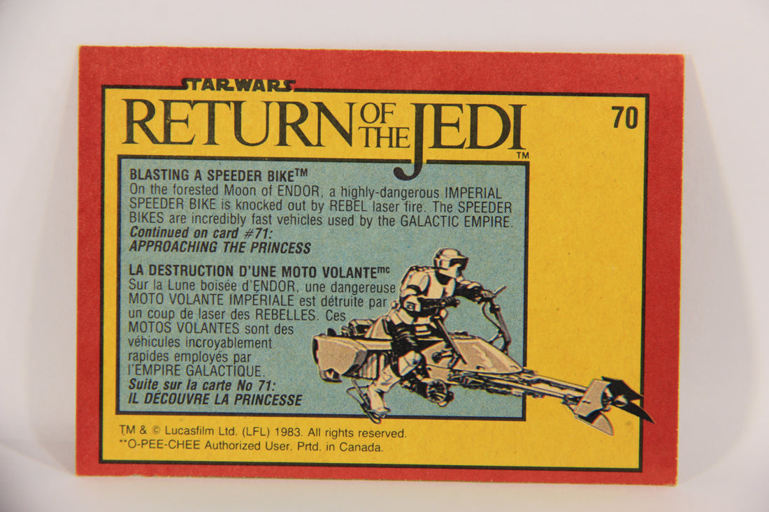 Star Wars Return Of The Jedi 1983 Card #70 Blasting A Speeder Bike FR-ENG OPC L020128