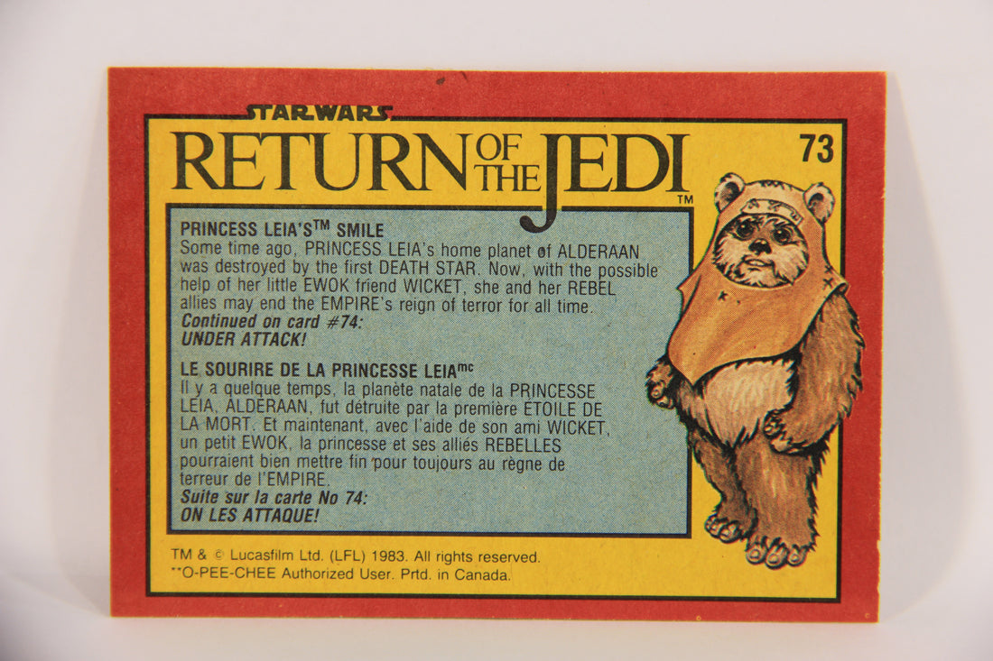 Star Wars Return Of The Jedi 1983 Card #73 Princess Leia's Smile FR-ENG OPC L020130