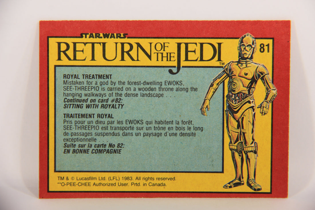 Star Wars Return Of The Jedi 1983 Trading Card #81 Royal Treatment FR-ENG OPC L020134