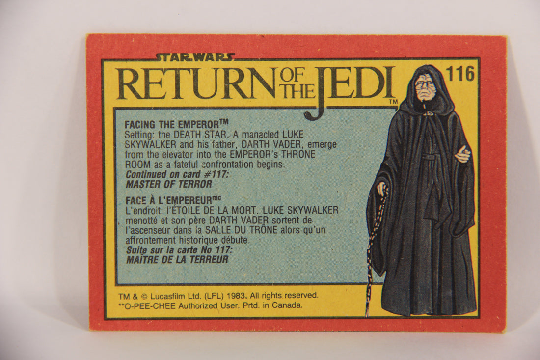 Star Wars Return Of The Jedi 1983 Card #116 Facing The Emperor FR-ENG OPC L020153