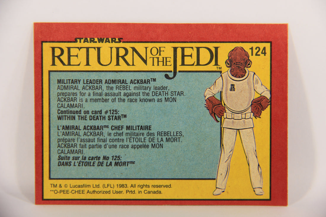 Star Wars ROTJ 1983 Card #124 Military Leader Admiral Ackbar FR-ENG OPC L020157
