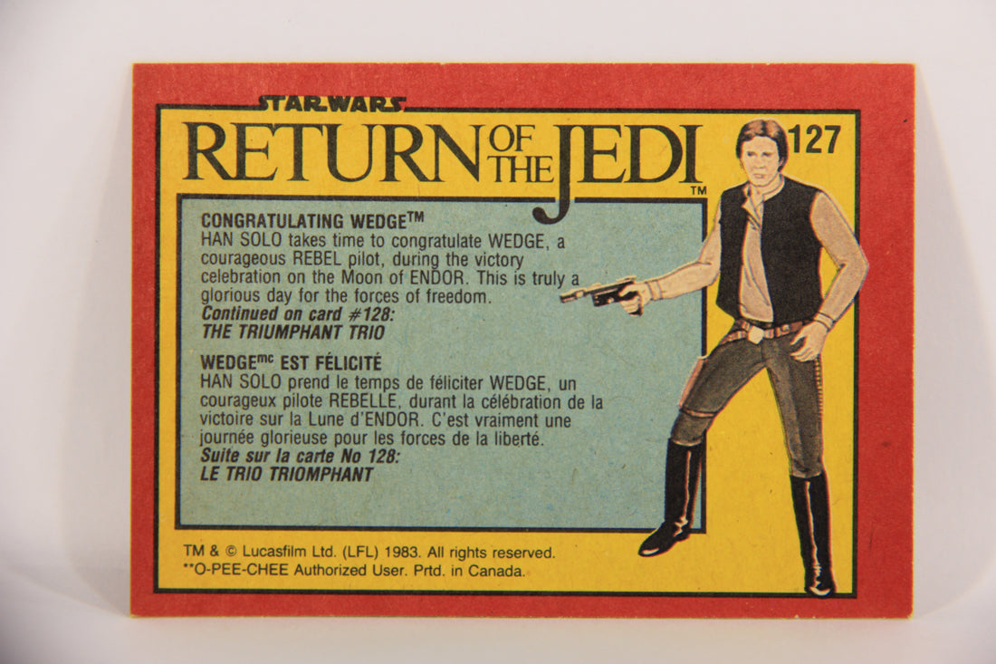 Star Wars Return Of The Jedi 1983 Card #127 Congratulating Wedge FR-ENG OPC L020160
