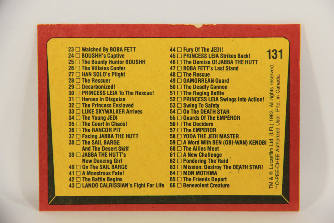 Star Wars Return Of The Jedi 1983 Trading Card #131 Checklist 1-66 FR-ENG OPC L020163