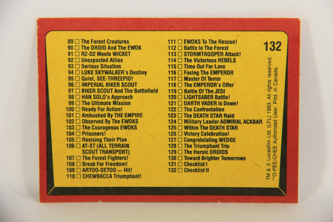 Star Wars Return Of The Jedi 1983 Trading Card #132 Checklist 67-132 FR-ENG OPC L020164