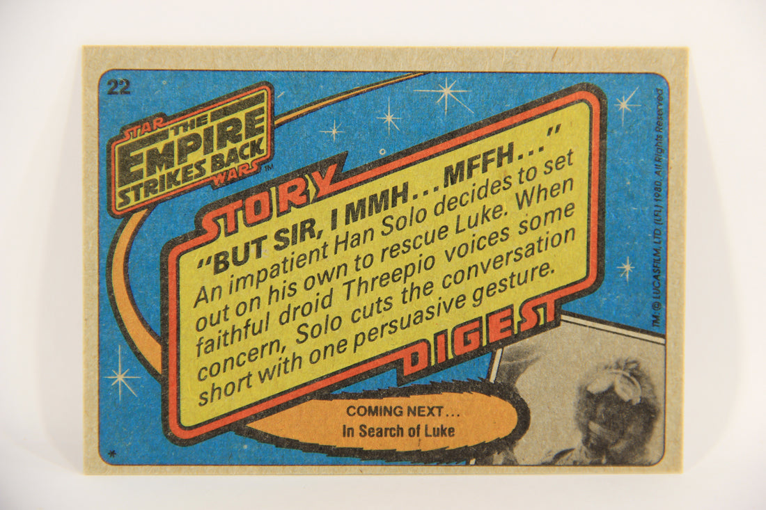 Star Wars Empire Strikes Back 1980 Card #22 But Sir I MMH MFFH ENG Topps L020182