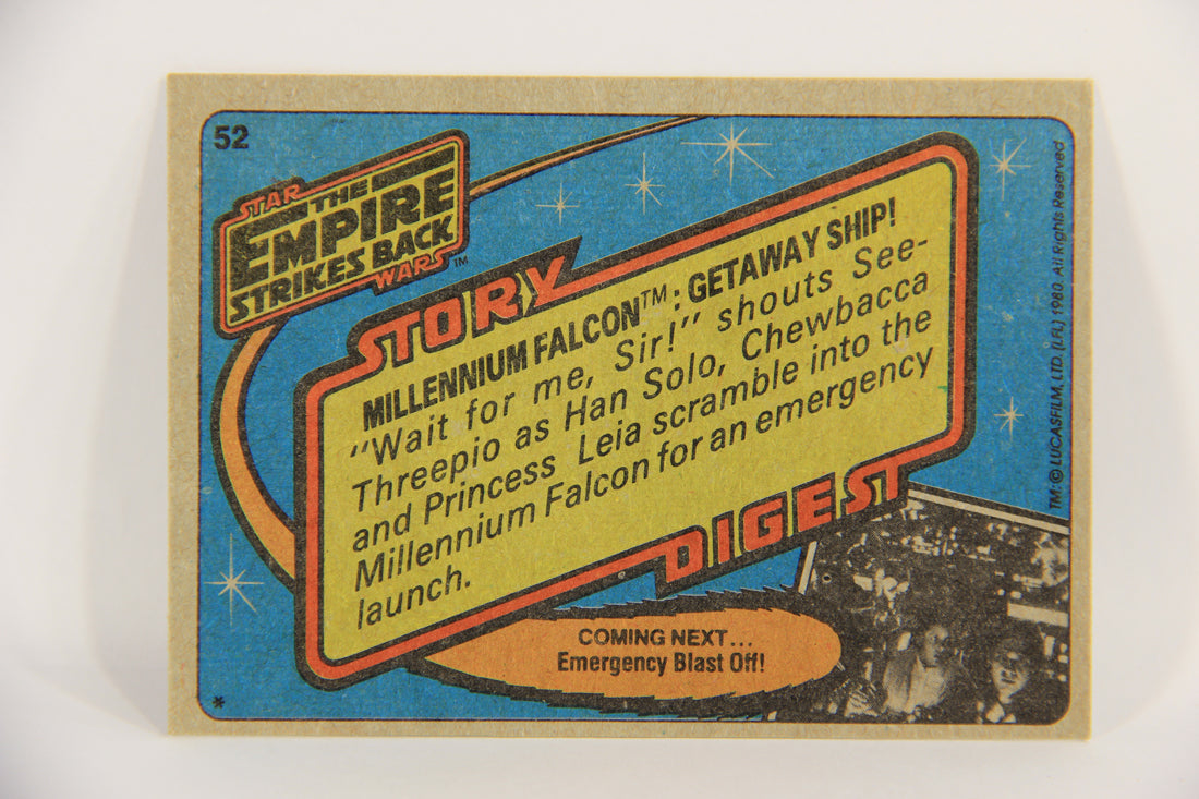 Star Wars Empire Strikes Back 1980 Card #52 Millennium Falcon Getaway Ship ENG L020210