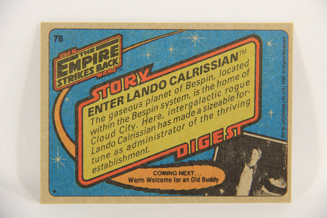 Star Wars Empire Strikes Back Trading Card #76 Enter Lando Calrissian ENG Topps L020230