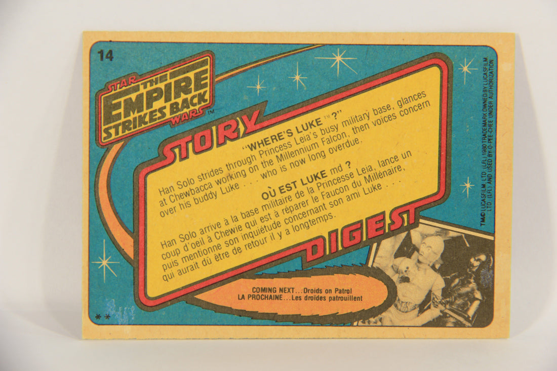 Star Wars Empire Strikes Back Trading Card #14 Where's Luke FR-ENG OPC L020304