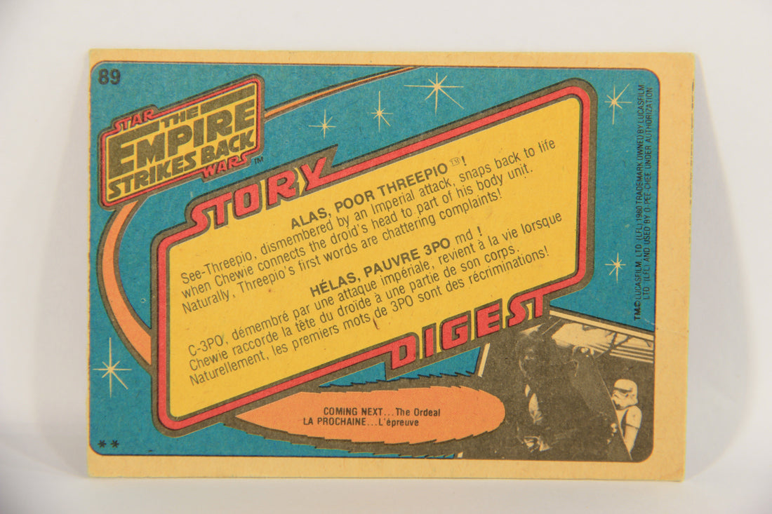 Star Wars Empire Strikes Back Trading Card #89 Alas Poor Threepio FR-ENG OPC L020368
