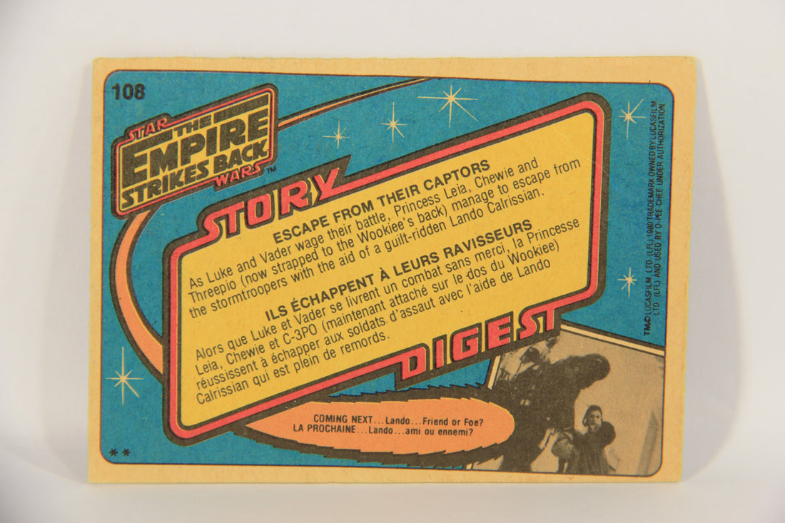 Star Wars Empire Strikes Back Card #108 Escape From Their Captors FR-ENG OPC L020386