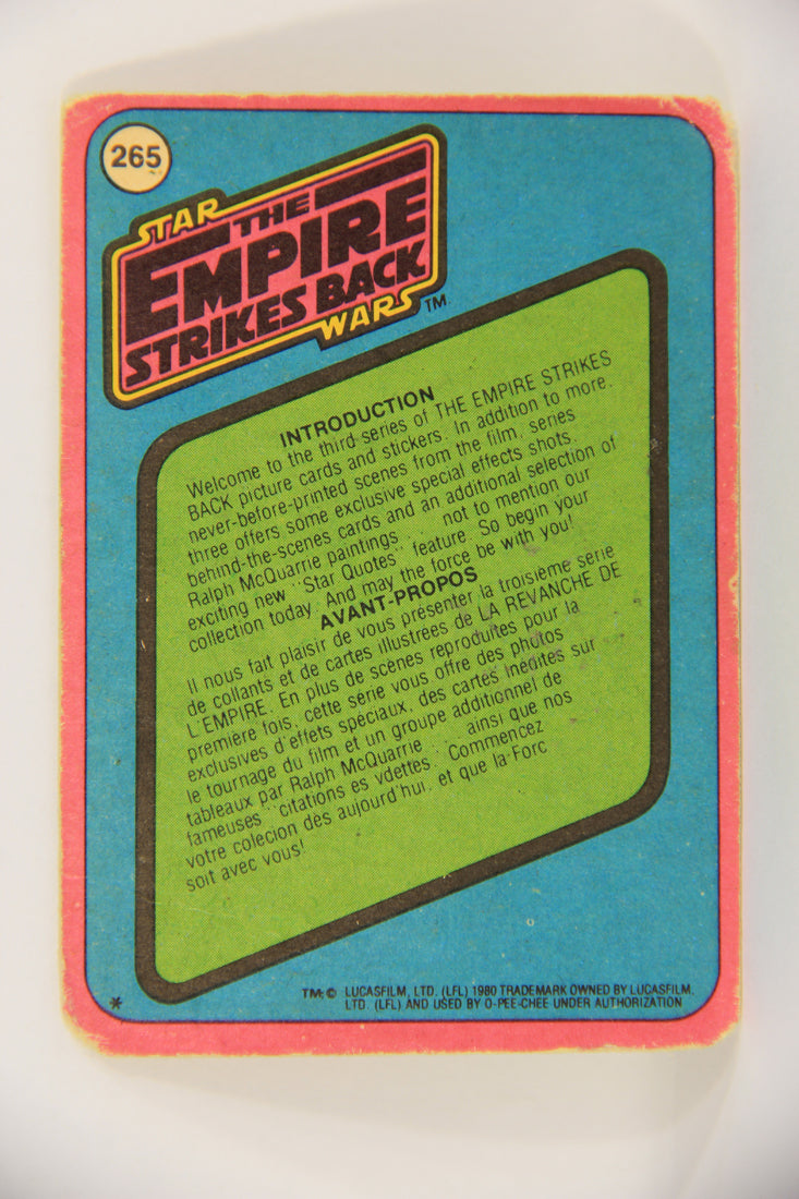 Star Wars Empire Strikes Back Card #265 Picture Card Series 3 Introduction OPC L020406