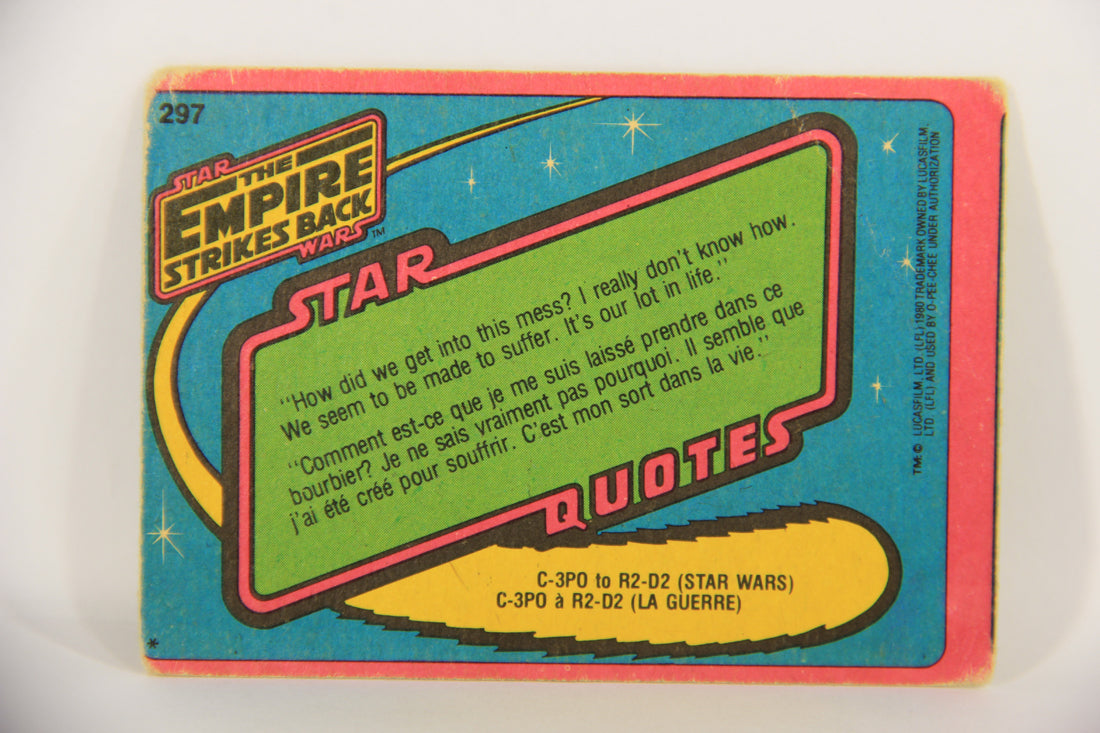 Star Wars The Empire Strikes Back Card #297 Swamp Planet FR-ENG O-Pee-Chee L020435