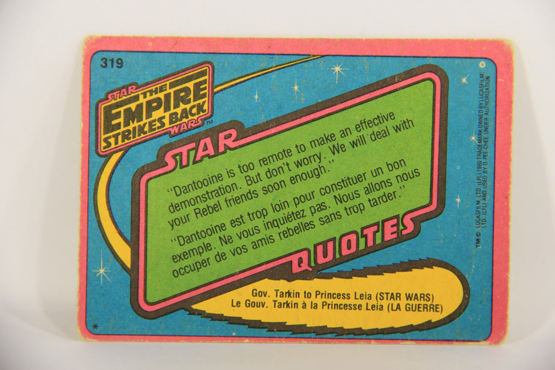 Star Wars Empire Strikes Back Card #319 Lord Vader's Orders FR-ENG O-Pee-Chee L020456