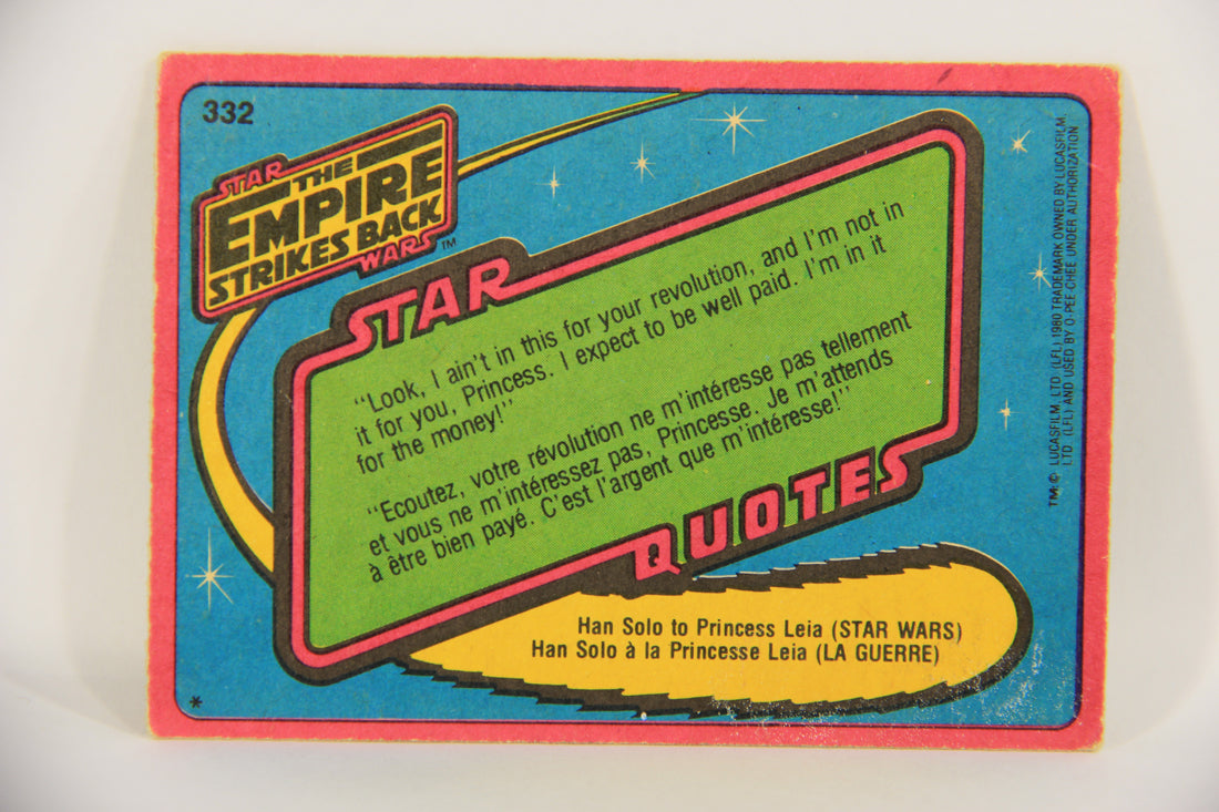 Star Wars The Empire Strikes Back Card #332 The Warrior And The Jedi Master OPC L020468