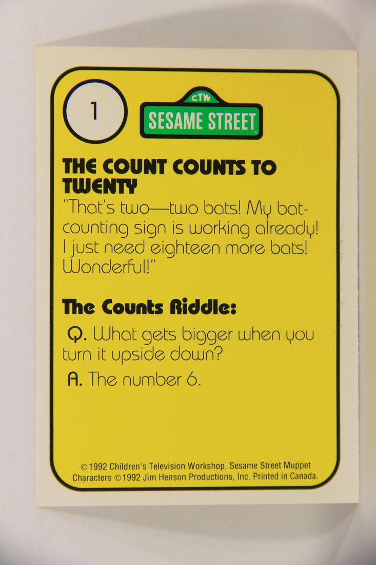 Seasame Street TV Show 1992 Trading Card #1 The Count Counts ENG Canada L020624