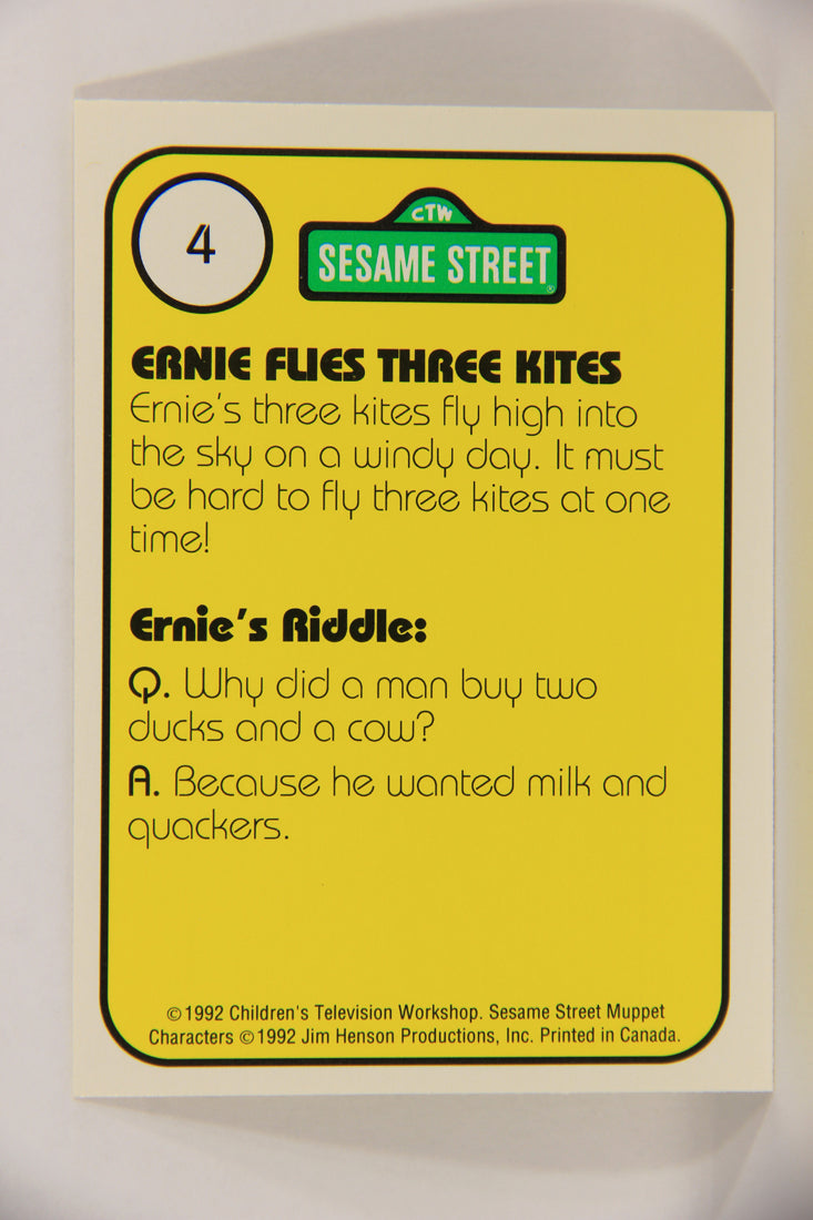 Seasame Street TV Show 1992 Trading Card #4 Ernie 3 Kites ENG Canada L020627