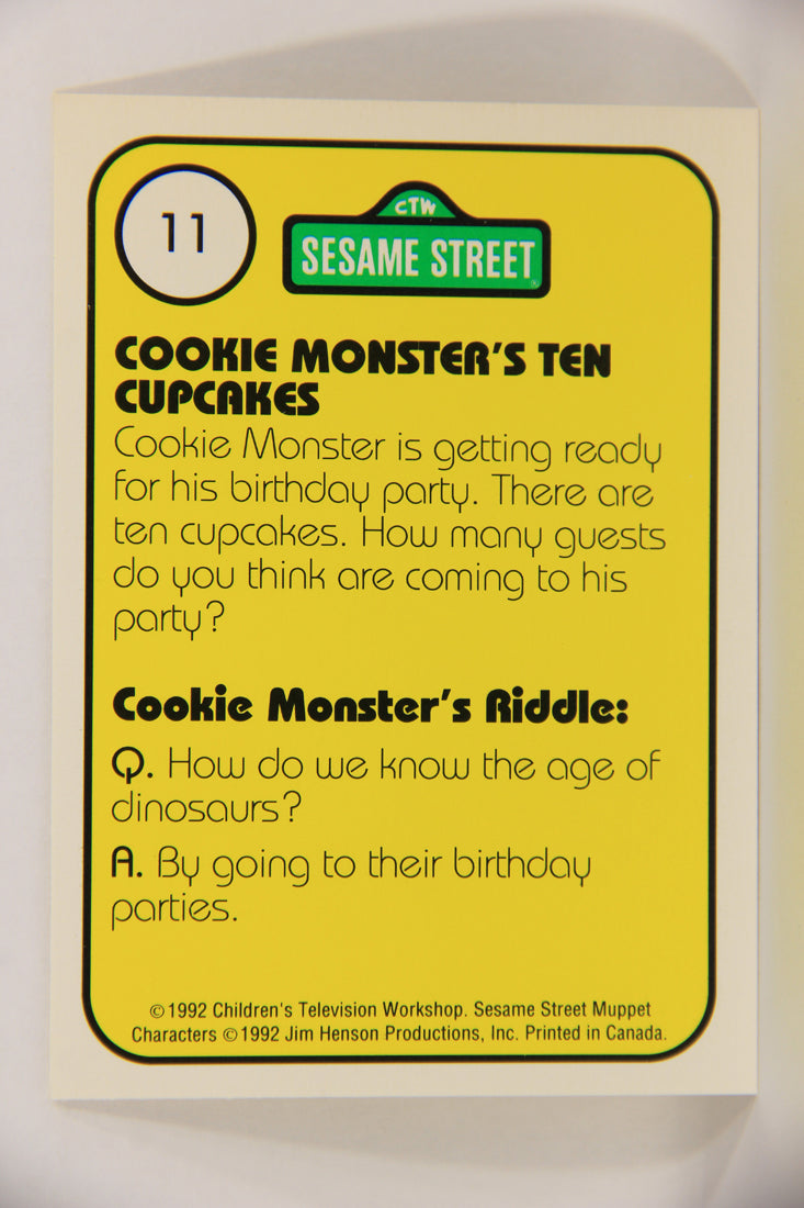 Sesame Street TV Show 1992 Trading Card #11 Cookie Monster 10 Cupcakes ENG L020634